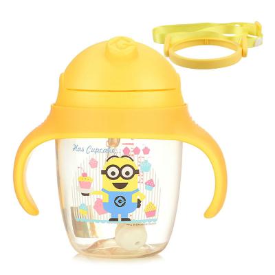 China Single Wall Children's Cute Cartoon Plastic Water Cup With Handle Sports Water Cup Plastic Cup for sale