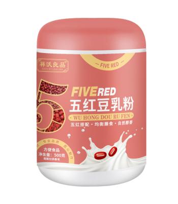 China Soak in warm water Breakfast cereal grain Natural Healthcare Product Soya Milk Powder 500g Breakfast cereal Five red soybean milk powder for sale