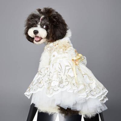 China XIAOFU Viable Gold Bride Pet Wedding Luxury Fancy Princess Dresses XS-XL Skirt Girl Dog Dresses for sale