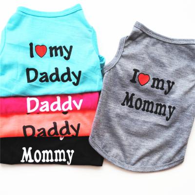 China Free Sample Sustainable Pet Clothing I Love My Mama Cotton Cats Puppies Shirt Vest Clothes For Small Dog for sale