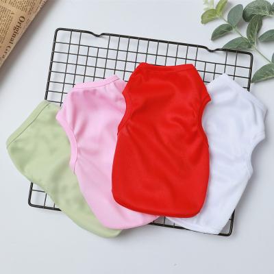 China Wholesale Viable Simple White Cat Puppy Dog Vest Clothes Solid Color Polyester Pet Clothes for sale