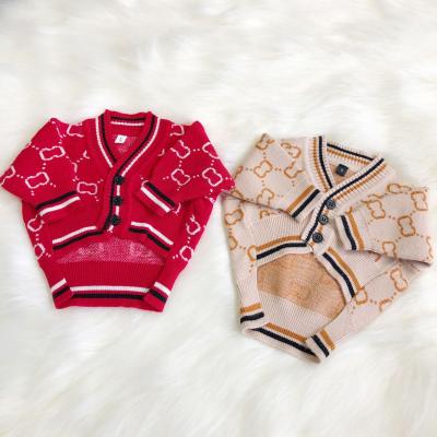 China Wholesale Sustainable Pet Appparel Fashion Designer Luxury Clothing Fall Winter Knitted Cat Dog Sweater Clothes Red for sale