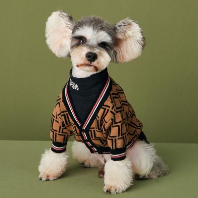 China Sustainable Fashion Designer Brown Knitted Pet Clothes Clothing Cat Dog Puppy Sweater for sale