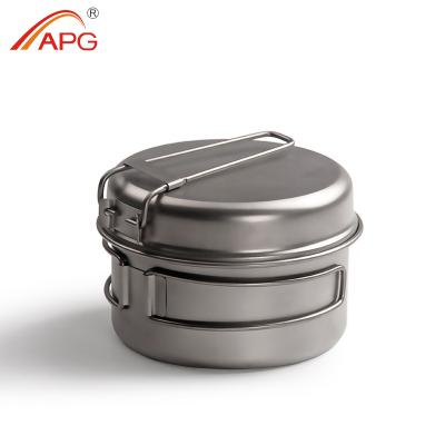 China New Titanium Cook Stocked APG Camping Pot Cookware Set for sale