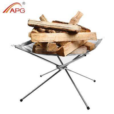 China APG Stainless Steel Folding Camping Portable Wood Stove Burning Stainless Steel for sale