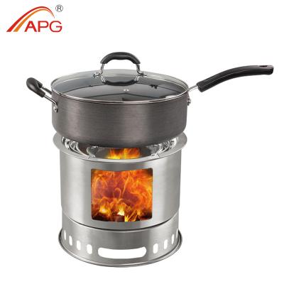 China Stainless Steel APG Portable Outdoor Folding Mini Wood Burning Stove for sale