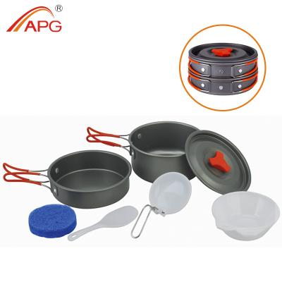 China APG Stocked Pot Pans Portable Camping Aluminum Cookware for sale