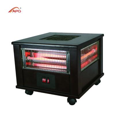 China European Style APG Wooden Body Surround Quartz Heater With Electric Heating Caster for sale