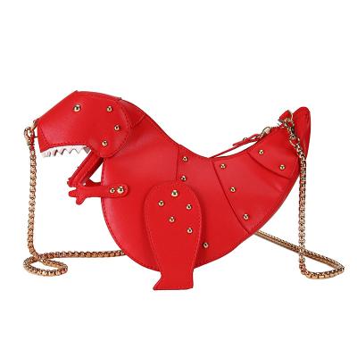 China Fashion 3D Dinosaur Animal Shaped Shoulder Bag Design Rivets PU Leather Girl's Purse Chain Shoulder Bag Cross - Body for sale