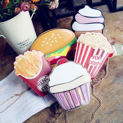 China 2021 Diagonal Chain Bag Hamburger Ice Cream Messenger Bag Cartoon Mobile Phone Bag Small Handbag New Personality Cute Creative Bag Shoulder for sale