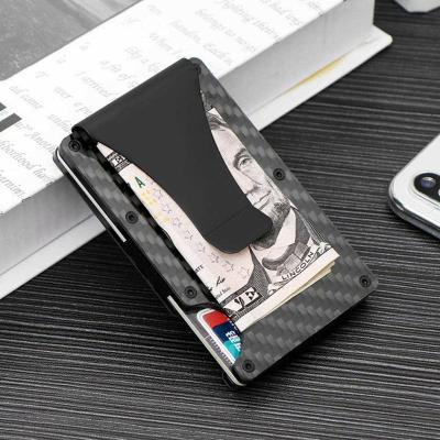 China RFID Blocking Protects Mens Wallet Credit Card Holder Carbon Fiber Money Clip Minimalist Front Pocket Slim Metal Money Smart Clip Gift For Man for sale