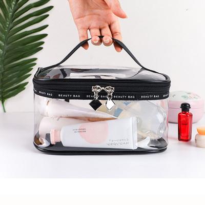 China Fashion PVC Waterproof Transparent Cosmetic Bag Women Make Up Case Travel Makeup Beauty Wash Organizer Clear Bath Toiletry Storage Kit for sale