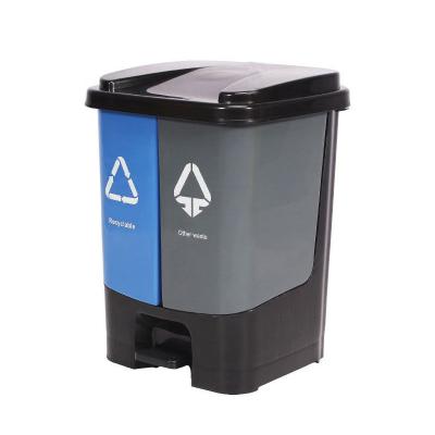 China 20 L Sustainable Outdoor Foot Pedal Plastic Twin Waste Bins for sale