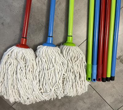 China Cotton Yarn Sustainable Indoor Cleaning Broom With Wooden Stick Handle For Home for sale