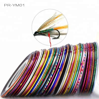 China 14 colors spooled flash shinny natural tying material laser sticker fly bait sticker PR-YM01 for sale