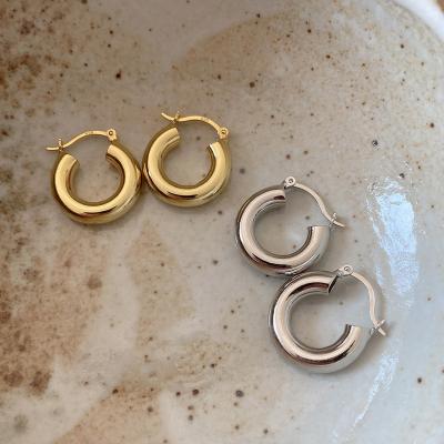 China TRENDY Minimalist Fine Jewelry Huggie Hoop Earrings 925 Sterling Silver 18K Gold Plated Huggie Earrings For Women for sale