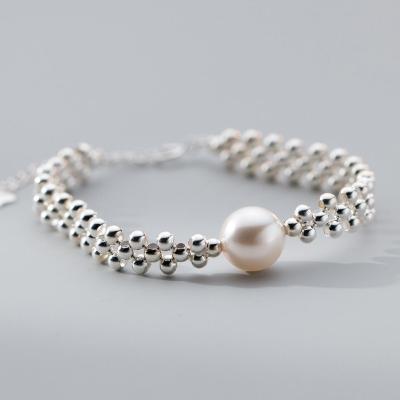 China Nickel-Free Lead-Free High Quality WHolesale 925 sterling silver pearl  Bracelet jewelry with Heart LovingPendant for sale