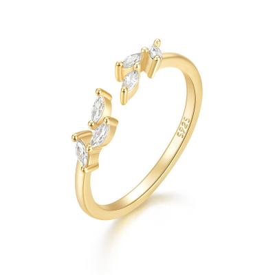 China Nickel-Free Lead-Free New Fashion 925 Sterling Silver jewelry 18K Gold Plated Adjustable Rings With Zircon for sale