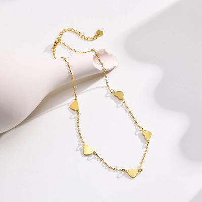 China Trendy Gold Plated Heart and Stars Stainless Steel Necklace Minimalist Charm Necklace Jewelry Women for sale