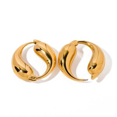 China Other Bulk Wholesale Custom Double Fish Stainless Steel Circular Earrings Yin Yang Tai Chi Hoop Earrings for sale