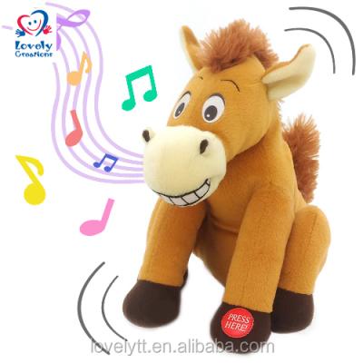 China swinging head & Pony Toy With Horse Sound For Children's Current New Product Plush Horse Spin Circle + Sound 8.5