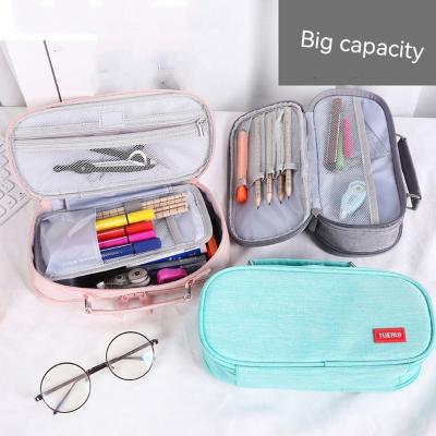 China Single Stock Multi-Layer Available Premium Quality Big Zipper Pencil Case Large Capacity For Students for sale