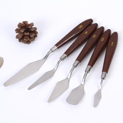 China 5pcs Wooden Handle Painting and Drawing Knife Set for Oil Painting,Palette Knife,Painting Scraper for Art Drawing Students for sale