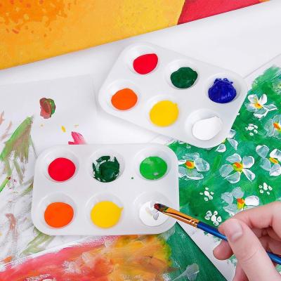 China 6 Grid Rectangle Plastic Painting and Drawing Palette for Acrylic Paints Painting Tray for Kids for sale