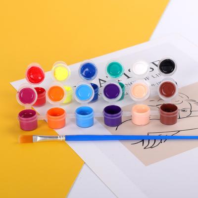 China Hot sale mini 2ml 6colors acrylic paint pots for painting and drawing strip acrylic paint for kids with 1 brush for sale