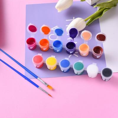 China Paint And Drawing 5ml*12 Colors Tape Non Toxic Wholesale Acrylic Jar Acrylic Paints Set With 2 Brushes for sale