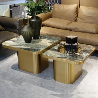 China New Design Living Room Cafe Marble Square Home Gold Center Tables Modern Luxury Center Table for sale