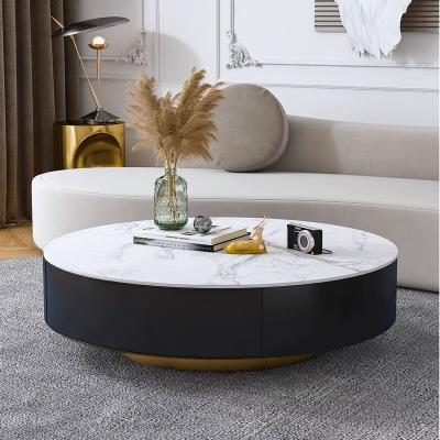 China Modern Luxury Living Room Furniture Coffee Table Table Top Gold Metal Stainless Steel Marble Coffee Table for sale