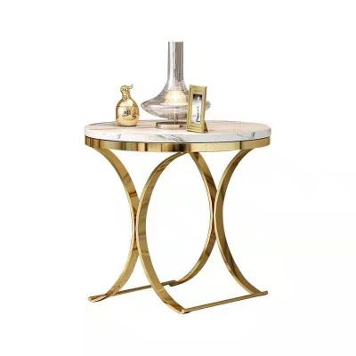 China Modern Italian Side Table Gold Interlocking Metal Living Room Furniture Round Side Table Sofa Table Nordic Round Coffee for sale