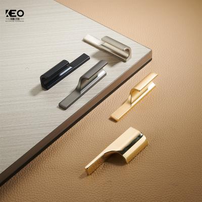 China Contemporary Light Luxury Modern Wardrobe Door Handle Cabinet Handles Drawer Copper Wire Drawing Door Handles Gold Chinese Style New for sale