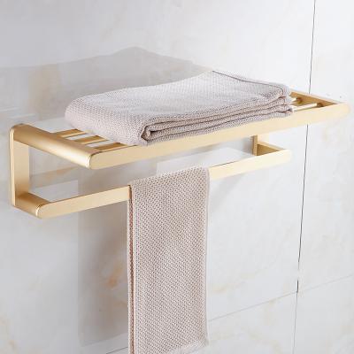 China Modern Luxury Brass Towel Rack Holder Set Wall Mounted Bathroom Coat Hook for sale