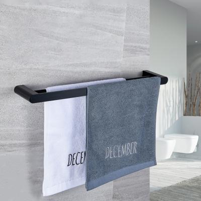 China KEO 2021 Modern Hot Selling Nordic Bathroom Accessories Lengthened Double Towel Bar Custom Solid Black Brass Towel Bar for sale