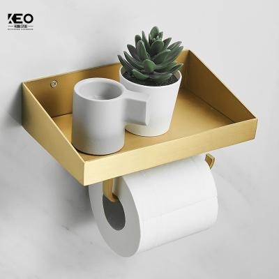 China KEO Nordic Brass Brushed Tissue Modern Hotel Roll Holder Toilet Paper Holder Marble Toilet Paper Holder for sale