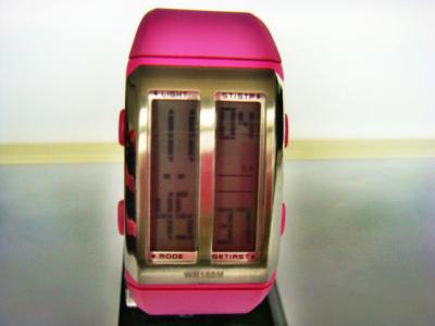 China Rectangular Ladies Digital Quartz Watch With Two Window Bezel for sale