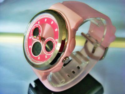 China Pink Ladies Analog Digital Watches With Alarm 100M Water Resistant for sale