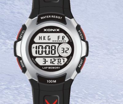 China Unisex Waterproof LCD Digital Quartz Watches With Alarm PU Wristband for sale