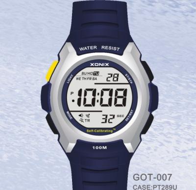 China Male Waterproof Digital Self Calibrating Watches With Alarm Count-Down Timer for sale