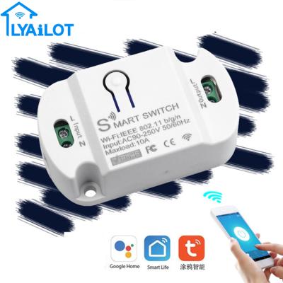 China New Basic Tuya Mini Current Switch Breaker Universal PC Smart Home Automation DIY Wifi Relay Module Light Remote Control Power for sale