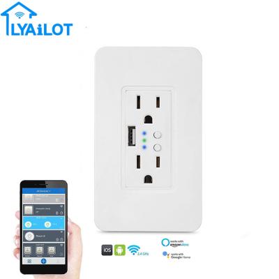 China Easy smart smart home smart app control life socket iot wall outlet installation products tuya use us standard 100-250V 16Amp for sale