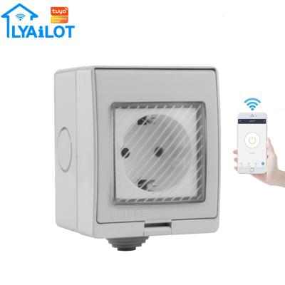 China Hot Selling Tuya Waterproof Wi-Fi Smart Plug Residential/Multi-Purpose Outdoor Socket IP55 Socket for sale