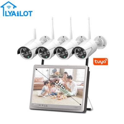 China NIGHT VISION NVR Video Recorder Tuya Smart 1080P 4 Channel Wireless Surveillance Kit with Screen for sale