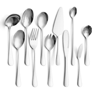 China Sustainable Bulk Stainless Steel Serving Silverware Set Metal Serving Utensils Cutlery Set for sale