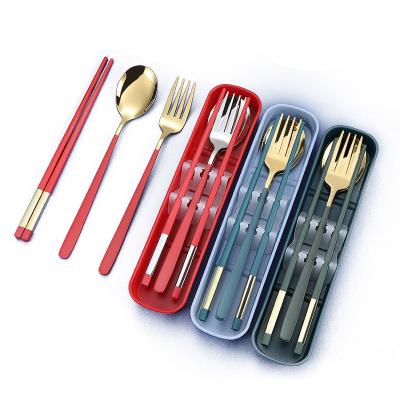 China Sustainable Portable Camping Stainless Steel Outdoor Cutlery Set Metal Travel Utensils Spoon Set for sale