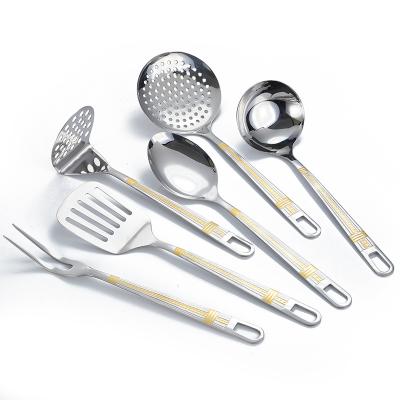 China Sustainable Gold Plated Stainless Steel Kitchen Utensils Cooking Tool Kit Kitchenware Set for sale