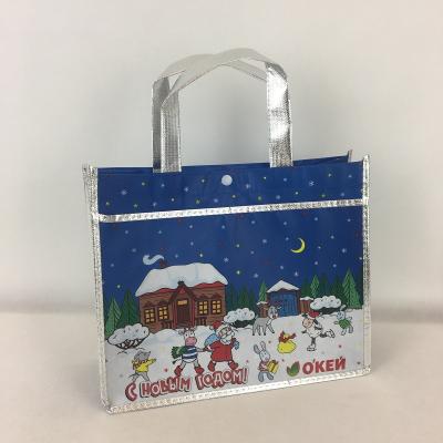 China Reusable Popular Laminated Nonwoven Shopping Handled Christmas Bag PP Gift Bag PP Nonwoven Bag for sale