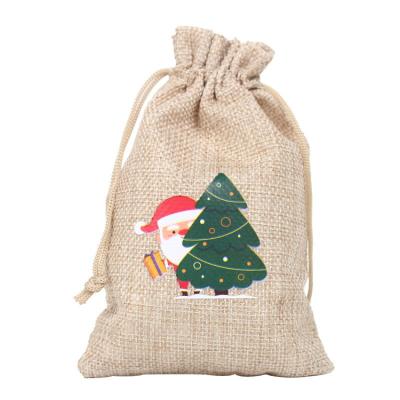 China Gfit Custom Canvas Drawstring Bag Burlap Printed Logo Printed Promotional Small Pouch Eco-friendly Reusable Promotional Christmas for sale